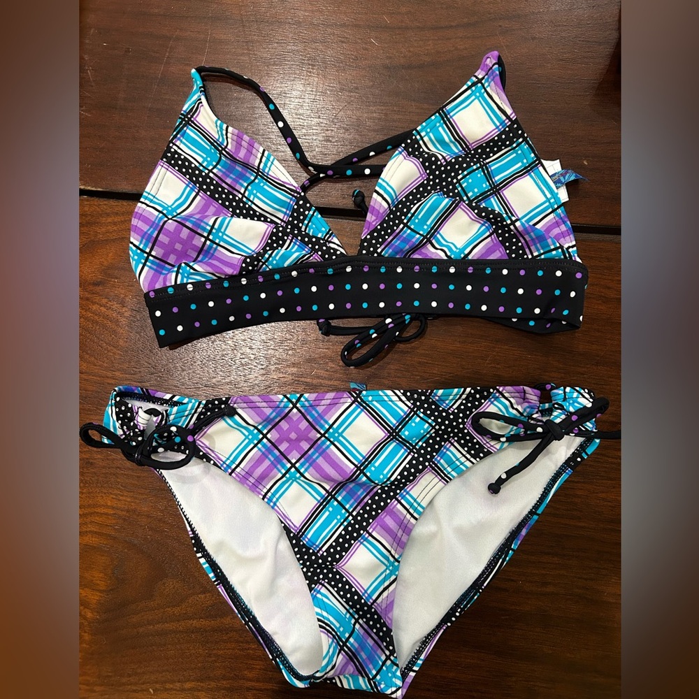 Plaid Purple and Blue Bikini Set